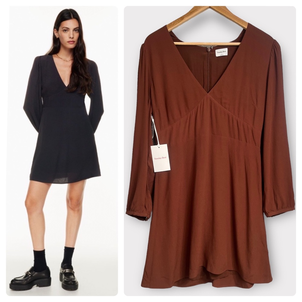 NWT Aritzia Sunday Best Grayson Dress in Cognac